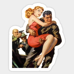 Beautiful Girl Sexy Legs Gangsters Detectives Police Thieves Vintage Retro Comic Pulp Fiction Sticker